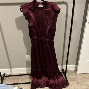 Steve Madden Burgundy Maxi Dress with Ruffles